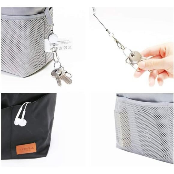 Black Purse Organizer Insert with Zipper Medium Nylon Tote Handbag Organizer - Picture 5 of 8